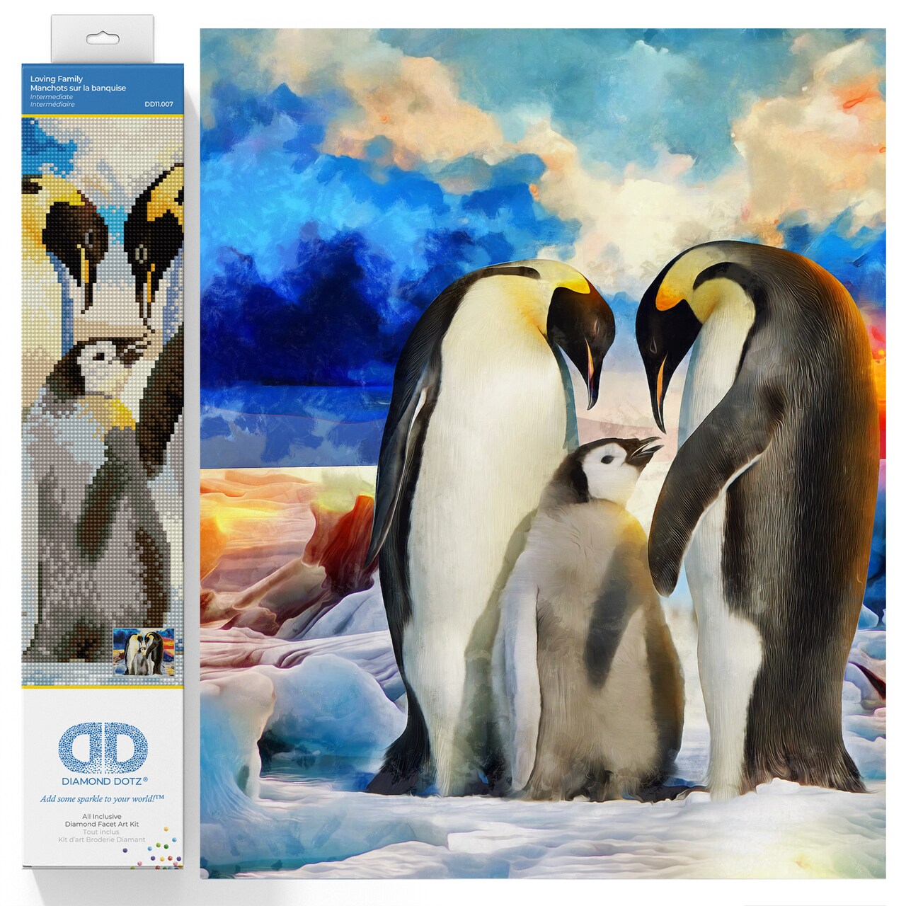 Diamond Dotz Loving Family Penguin Diamond Painting Kits for Adults - Diamond Art Kits a Relaxing Creative Craft Kit with Dotz Gems 16.5x20.5